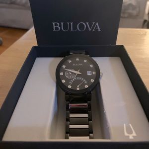 Bulova Men's Diamond-Accented Black Watch